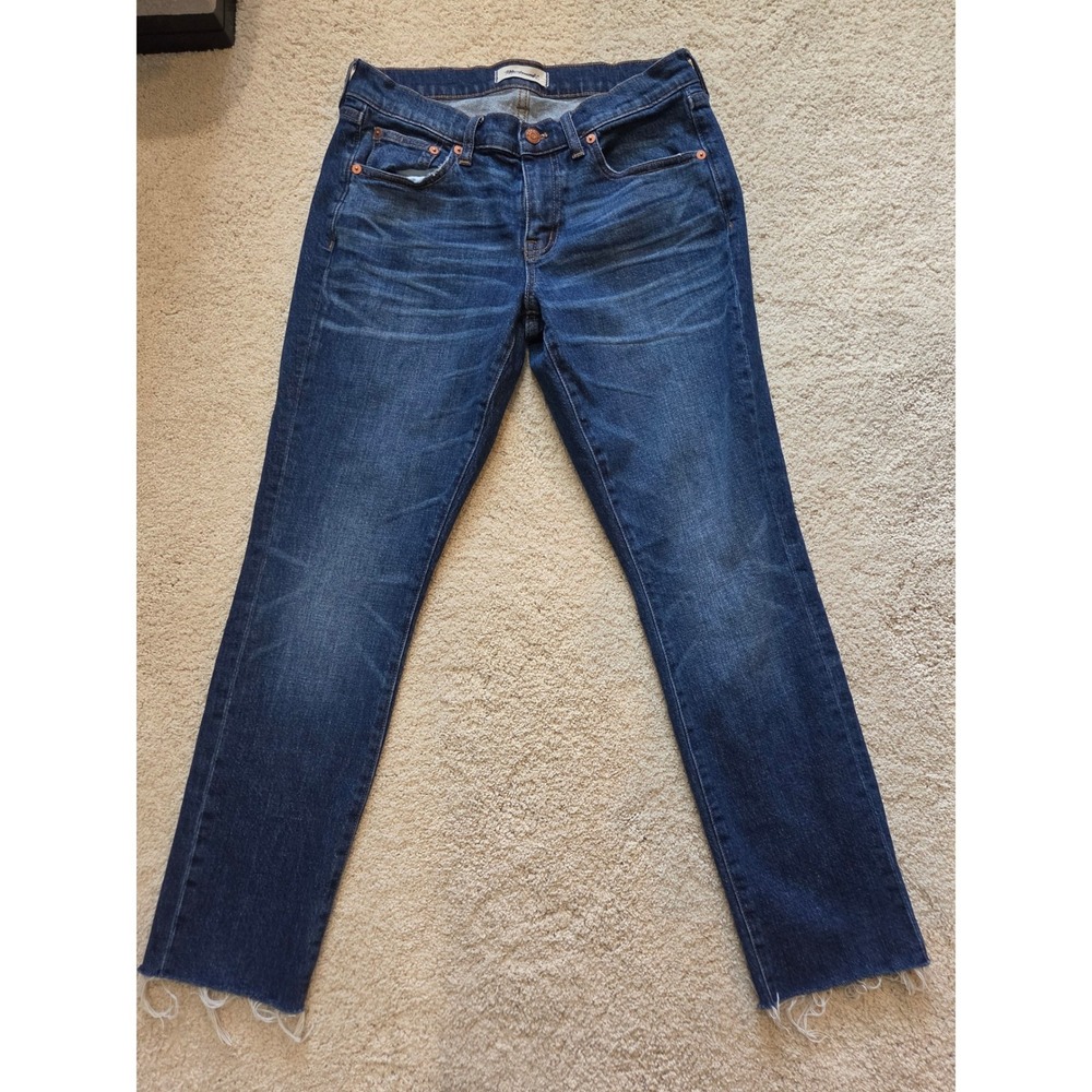 Madewell Slim Boyjean Women 26 Blue Distressed Raw Hem H2730 Excellent